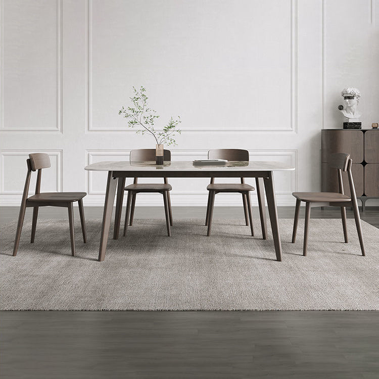 Rectangular Dining Table Modern Stone Tabletop with Solid Wood Legs Clearhalo 'Dining Tables & Seating' 'Dining Tables' 'dining_table' 'furn' 'furn_dining_table' 'Furniture' 'Kitchen & Dining Furniture' 7717521