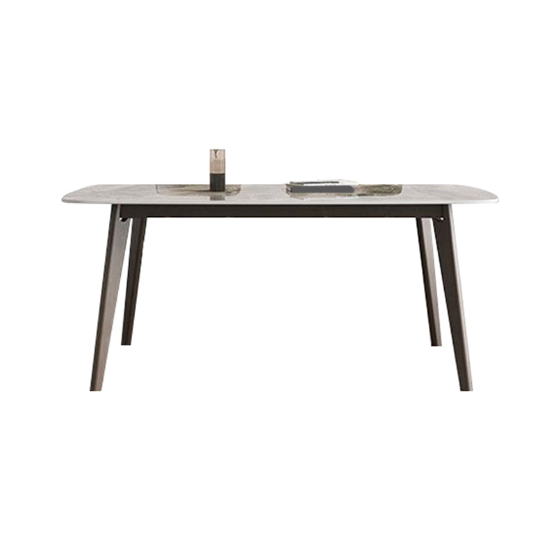 Rectangular Dining Table Modern Stone Tabletop with Solid Wood Legs Without Chairs Clearhalo 'Dining Tables & Seating' 'Dining Tables' 'dining_table' 'furn' 'furn_dining_table' 'Furniture' 'Kitchen & Dining Furniture' 7717524
