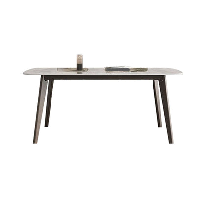 Rectangular Dining Table Modern Stone Tabletop with Solid Wood Legs Without Chairs Clearhalo 'Dining Tables & Seating' 'Dining Tables' 'dining_table' 'furn' 'furn_dining_table' 'Furniture' 'Kitchen & Dining Furniture' 7717524