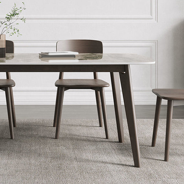 Rectangular Dining Table Modern Stone Tabletop with Solid Wood Legs Clearhalo 'Dining Tables & Seating' 'Dining Tables' 'dining_table' 'furn' 'furn_dining_table' 'Furniture' 'Kitchen & Dining Furniture' 7717527
