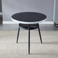 Glass Dining Room Table for 2 Person Round Tabletop with Storage Black 31.5"L x 31.5"W x 29.5"H Without Chairs Clearhalo 'Dining Tables & Seating' 'Dining Tables' 'dining_table' 'furn' 'furn_dining_table' 'Furniture' 'Kitchen & Dining Furniture' 7717533