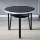Glass Dining Room Table for 2 Person Round Tabletop with Storage Black 35.4"L x 35.4"W x 29.5"H Without Chairs Clearhalo 'Dining Tables & Seating' 'Dining Tables' 'dining_table' 'furn' 'furn_dining_table' 'Furniture' 'Kitchen & Dining Furniture' 7717534