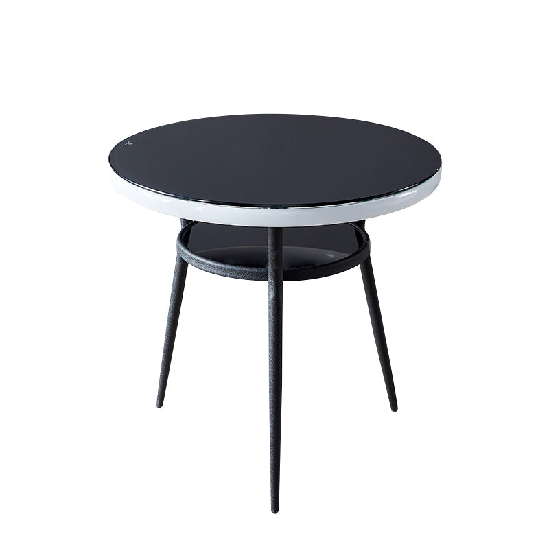 Glass Dining Room Table for 2 Person Round Tabletop with Storage Clearhalo 'Dining Tables & Seating' 'Dining Tables' 'dining_table' 'furn' 'furn_dining_table' 'Furniture' 'Kitchen & Dining Furniture' 7717539