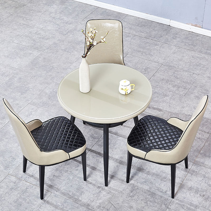 Glass Dining Room Table for 2 Person Round Tabletop with Storage Clearhalo 'Dining Tables & Seating' 'Dining Tables' 'dining_table' 'furn' 'furn_dining_table' 'Furniture' 'Kitchen & Dining Furniture' 7717544