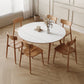 Modern White Stone Top Dining Table Extendable for Small Spaces Clearhalo 'Dining Tables & Seating' 'Dining Tables' 'dining_table' 'furn' 'furn_dining_table' 'Furniture' 'Kitchen & Dining Furniture' 7717548