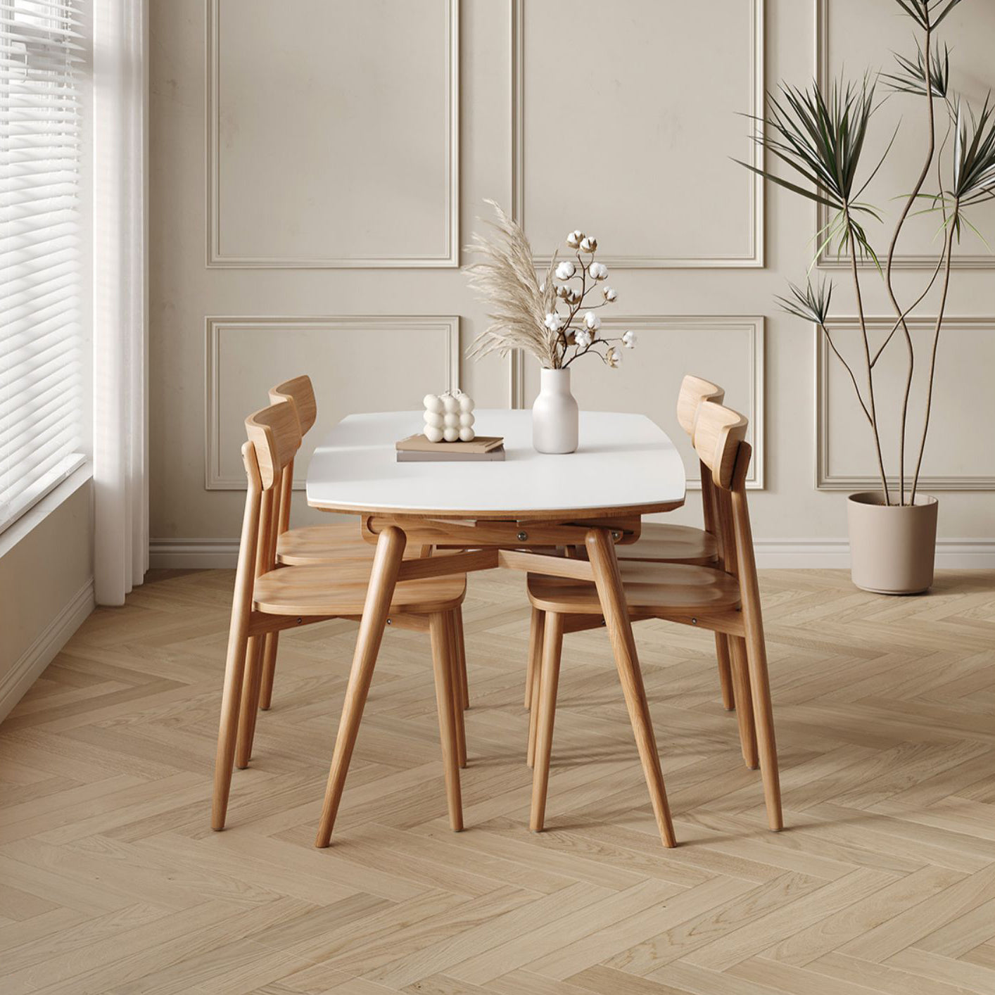 Modern White Stone Top Dining Table Extendable for Small Spaces Clearhalo 'Dining Tables & Seating' 'Dining Tables' 'dining_table' 'furn' 'furn_dining_table' 'Furniture' 'Kitchen & Dining Furniture' 7717549