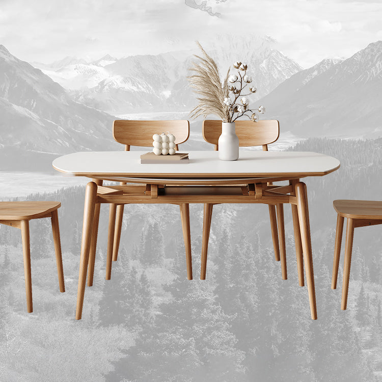 Modern White Stone Top Dining Table Extendable for Small Spaces Clearhalo 'Dining Tables & Seating' 'Dining Tables' 'dining_table' 'furn' 'furn_dining_table' 'Furniture' 'Kitchen & Dining Furniture' 7717550