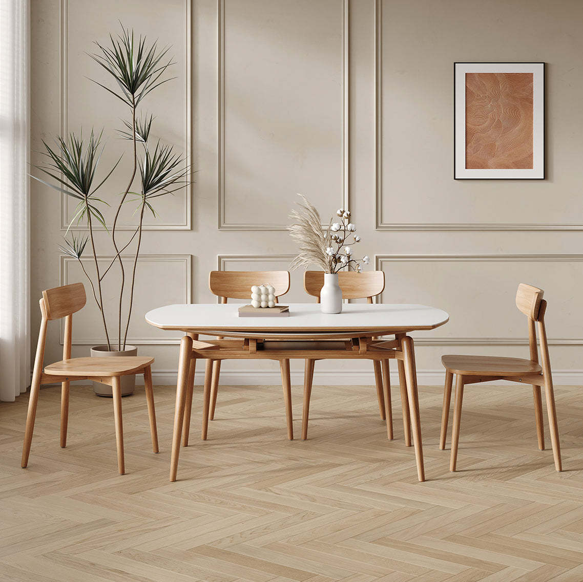Modern White Stone Top Dining Table Extendable for Small Spaces Clearhalo 'Dining Tables & Seating' 'Dining Tables' 'dining_table' 'furn' 'furn_dining_table' 'Furniture' 'Kitchen & Dining Furniture' 7717551