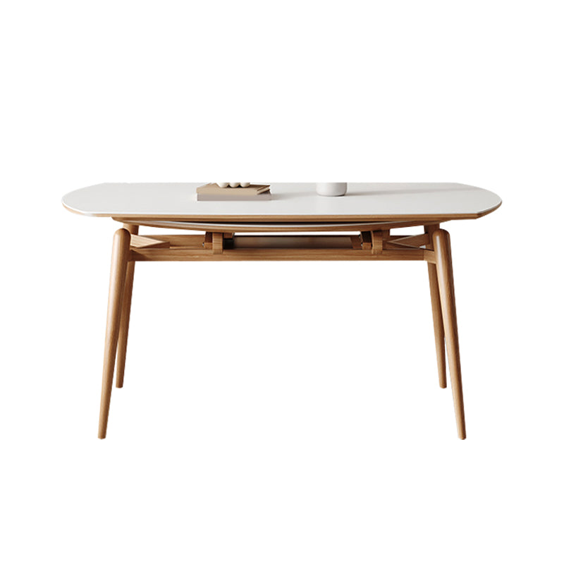 Modern White Stone Top Dining Table Extendable for Small Spaces Without Chairs Clearhalo 'Dining Tables & Seating' 'Dining Tables' 'dining_table' 'furn' 'furn_dining_table' 'Furniture' 'Kitchen & Dining Furniture' 7717552