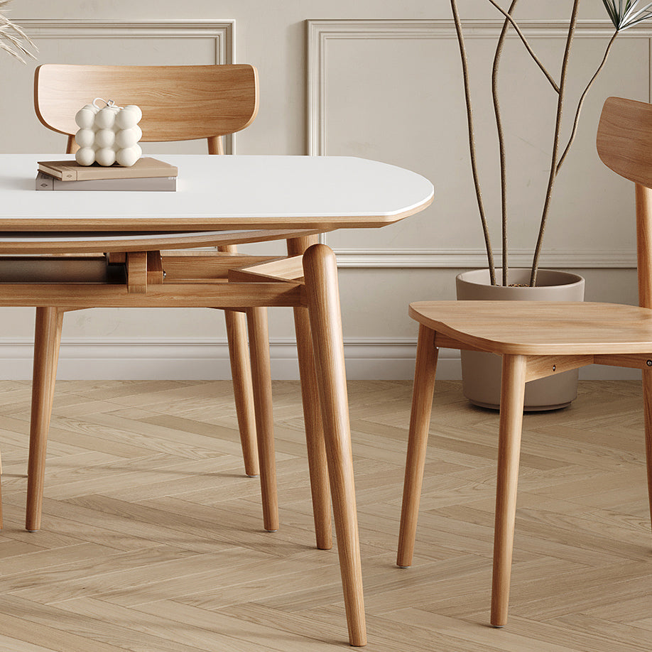 Modern White Stone Top Dining Table Extendable for Small Spaces Clearhalo 'Dining Tables & Seating' 'Dining Tables' 'dining_table' 'furn' 'furn_dining_table' 'Furniture' 'Kitchen & Dining Furniture' 7717556