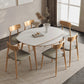 Modern White Stone Top Dining Table Extendable for Small Spaces Clearhalo 'Dining Tables & Seating' 'Dining Tables' 'dining_table' 'furn' 'furn_dining_table' 'Furniture' 'Kitchen & Dining Furniture' 7717557