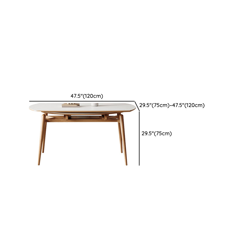 Modern White Stone Top Dining Table Extendable for Small Spaces Clearhalo 'Dining Tables & Seating' 'Dining Tables' 'dining_table' 'furn' 'furn_dining_table' 'Furniture' 'Kitchen & Dining Furniture' 7717558