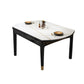 Contemporary Extendable Stone Dining Table with Wood Base and Double Drop Leaf White Gold Black Clearhalo 'Dining Tables & Seating' 'Dining Tables' 'dining_table' 'furn' 'furn_dining_table' 'Furniture' 'Kitchen & Dining Furniture' 7717562