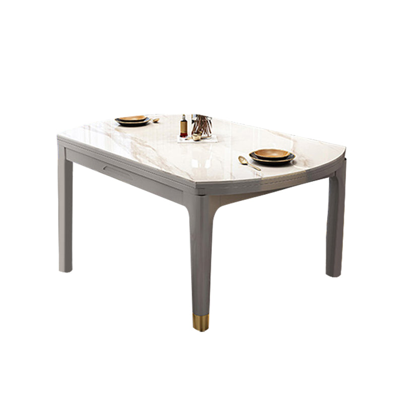 Contemporary Extendable Stone Dining Table with Wood Base and Double Drop Leaf Gray Gray Clearhalo 'Dining Tables & Seating' 'Dining Tables' 'dining_table' 'furn' 'furn_dining_table' 'Furniture' 'Kitchen & Dining Furniture' 7717563