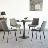 Contemporary Black Round Stone Dining Table with Tulip Style