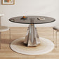 Modern Round Dining Table Glass Tabletop with Stainless Steel Pedestal Base