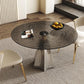 Modern Round Dining Table Glass Tabletop with Stainless Steel Pedestal Base