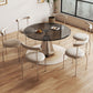 Modern Round Dining Table Glass Tabletop with Stainless Steel Pedestal Base