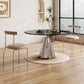 Modern Round Dining Table Glass Tabletop with Stainless Steel Pedestal Base