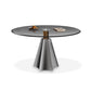 Modern Round Dining Table Glass Tabletop with Stainless Steel Pedestal Base