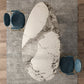 Luxury White Oval Stone Tabletop Dining Table with Gold Round Base