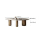 Luxury White Oval Stone Tabletop Dining Table with Gold Round Base