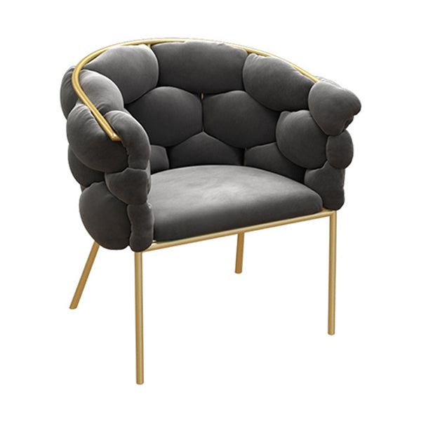 Glam Style Upholstered Gold Base Dining Arm Chair for Dining Room Dark Gray 1 Piece Clearhalo 'Dining Chairs' 'Dining Tables & Seating' 'dining_chair' 'furn' 'furn_dining_chair' 'Furniture' 'Kitchen & Dining Furniture' 7717829