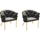 Glam Style Upholstered Gold Base Dining Arm Chair for Dining Room Dark Gray 2 Piece Set Clearhalo 'Dining Chairs' 'Dining Tables & Seating' 'dining_chair' 'furn' 'furn_dining_chair' 'Furniture' 'Kitchen & Dining Furniture' 7717830