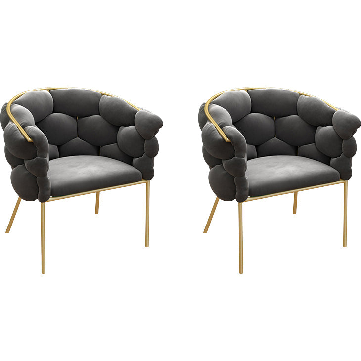 Glam Style Upholstered Gold Base Dining Arm Chair for Dining Room Dark Gray 2 Piece Set Clearhalo 'Dining Chairs' 'Dining Tables & Seating' 'dining_chair' 'furn' 'furn_dining_chair' 'Furniture' 'Kitchen & Dining Furniture' 7717830