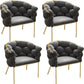 Glam Style Upholstered Gold Base Dining Arm Chair for Dining Room Dark Gray 4 Piece Set Clearhalo 'Dining Chairs' 'Dining Tables & Seating' 'dining_chair' 'furn' 'furn_dining_chair' 'Furniture' 'Kitchen & Dining Furniture' 7717833