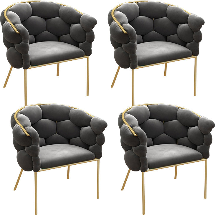 Glam Style Upholstered Gold Base Dining Arm Chair for Dining Room Dark Gray 4 Piece Set Clearhalo 'Dining Chairs' 'Dining Tables & Seating' 'dining_chair' 'furn' 'furn_dining_chair' 'Furniture' 'Kitchen & Dining Furniture' 7717833