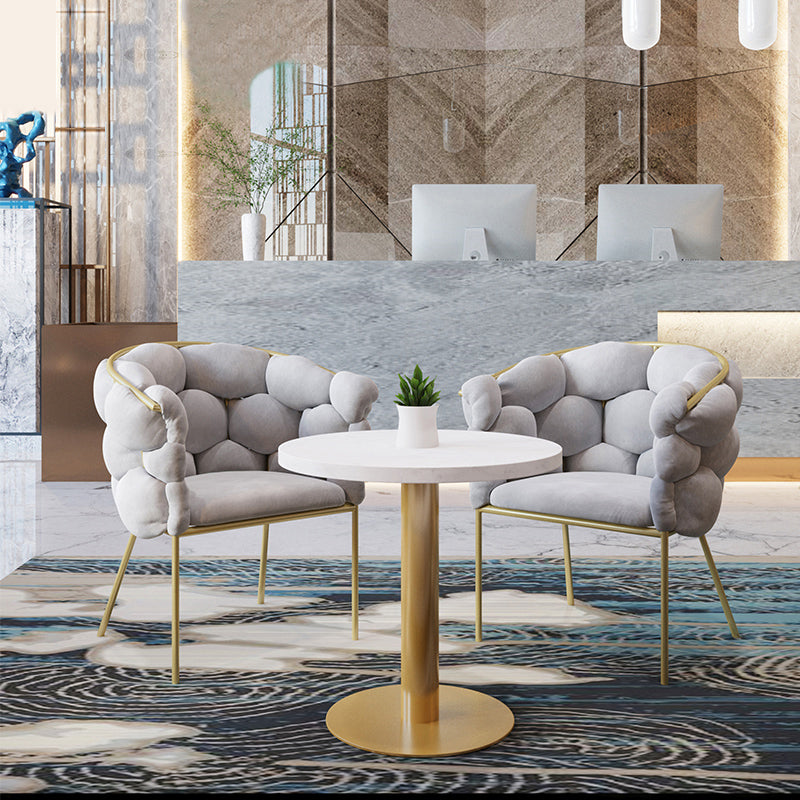 Glam Style Upholstered Gold Base Dining Arm Chair for Dining Room Clearhalo 'Dining Chairs' 'Dining Tables & Seating' 'dining_chair' 'furn' 'furn_dining_chair' 'Furniture' 'Kitchen & Dining Furniture' 7717834