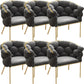 Glam Style Upholstered Gold Base Dining Arm Chair for Dining Room Dark Gray 6 Piece Set Clearhalo 'Dining Chairs' 'Dining Tables & Seating' 'dining_chair' 'furn' 'furn_dining_chair' 'Furniture' 'Kitchen & Dining Furniture' 7717835