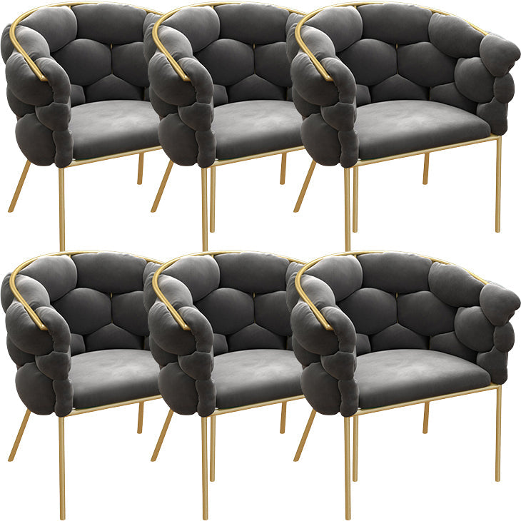 Glam Style Upholstered Gold Base Dining Arm Chair for Dining Room Dark Gray 6 Piece Set Clearhalo 'Dining Chairs' 'Dining Tables & Seating' 'dining_chair' 'furn' 'furn_dining_chair' 'Furniture' 'Kitchen & Dining Furniture' 7717835