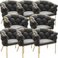 Glam Style Upholstered Gold Base Dining Arm Chair for Dining Room Dark Gray 8 Piece Set Clearhalo 'Dining Chairs' 'Dining Tables & Seating' 'dining_chair' 'furn' 'furn_dining_chair' 'Furniture' 'Kitchen & Dining Furniture' 7717836