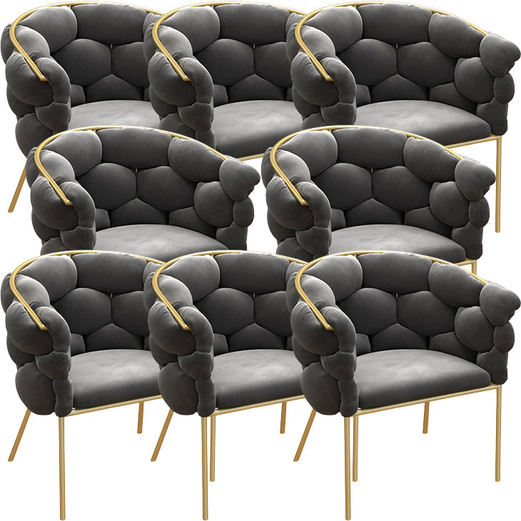 Glam Style Upholstered Gold Base Dining Arm Chair for Dining Room Dark Gray 8 Piece Set Clearhalo 'Dining Chairs' 'Dining Tables & Seating' 'dining_chair' 'furn' 'furn_dining_chair' 'Furniture' 'Kitchen & Dining Furniture' 7717836