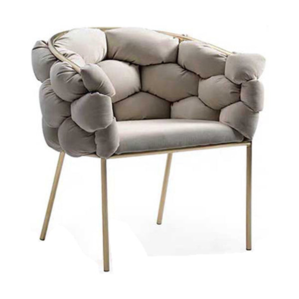 Glam Style Upholstered Gold Base Dining Arm Chair for Dining Room Light Gray 1 Piece Clearhalo 'Dining Chairs' 'Dining Tables & Seating' 'dining_chair' 'furn' 'furn_dining_chair' 'Furniture' 'Kitchen & Dining Furniture' 7717838