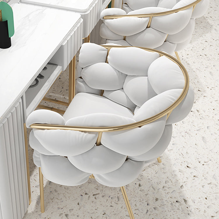 Glam Style Upholstered Gold Base Dining Arm Chair for Dining Room Clearhalo 'Dining Chairs' 'Dining Tables & Seating' 'dining_chair' 'furn' 'furn_dining_chair' 'Furniture' 'Kitchen & Dining Furniture' 7717839