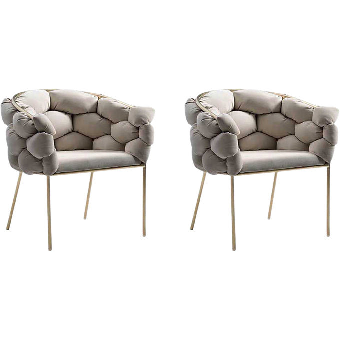 Glam Style Upholstered Gold Base Dining Arm Chair for Dining Room Light Gray 2 Piece Set Clearhalo 'Dining Chairs' 'Dining Tables & Seating' 'dining_chair' 'furn' 'furn_dining_chair' 'Furniture' 'Kitchen & Dining Furniture' 7717841