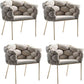 Glam Style Upholstered Gold Base Dining Arm Chair for Dining Room Light Gray 4 Piece Set Clearhalo 'Dining Chairs' 'Dining Tables & Seating' 'dining_chair' 'furn' 'furn_dining_chair' 'Furniture' 'Kitchen & Dining Furniture' 7717842