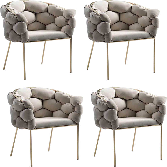 Glam Style Upholstered Gold Base Dining Arm Chair for Dining Room Light Gray 4 Piece Set Clearhalo 'Dining Chairs' 'Dining Tables & Seating' 'dining_chair' 'furn' 'furn_dining_chair' 'Furniture' 'Kitchen & Dining Furniture' 7717842