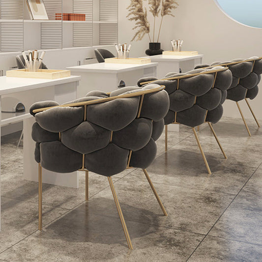 Glam Style Upholstered Gold Base Dining Arm Chair for Dining Room Clearhalo 'Dining Chairs' 'Dining Tables & Seating' 'dining_chair' 'furn' 'furn_dining_chair' 'Furniture' 'Kitchen & Dining Furniture' 7717843