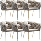 Glam Style Upholstered Gold Base Dining Arm Chair for Dining Room Light Gray 6 Piece Set Clearhalo 'Dining Chairs' 'Dining Tables & Seating' 'dining_chair' 'furn' 'furn_dining_chair' 'Furniture' 'Kitchen & Dining Furniture' 7717845