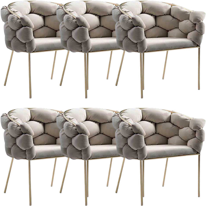 Glam Style Upholstered Gold Base Dining Arm Chair for Dining Room Light Gray 6 Piece Set Clearhalo 'Dining Chairs' 'Dining Tables & Seating' 'dining_chair' 'furn' 'furn_dining_chair' 'Furniture' 'Kitchen & Dining Furniture' 7717845