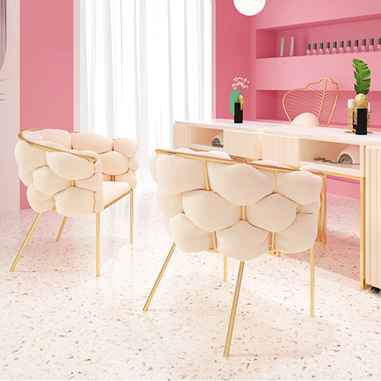 Glam Style Upholstered Gold Base Dining Arm Chair for Dining Room Clearhalo 'Dining Chairs' 'Dining Tables & Seating' 'dining_chair' 'furn' 'furn_dining_chair' 'Furniture' 'Kitchen & Dining Furniture' 7717847