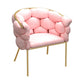 Glam Style Upholstered Gold Base Dining Arm Chair for Dining Room Pink 1 Piece Clearhalo 'Dining Chairs' 'Dining Tables & Seating' 'dining_chair' 'furn' 'furn_dining_chair' 'Furniture' 'Kitchen & Dining Furniture' 7717848