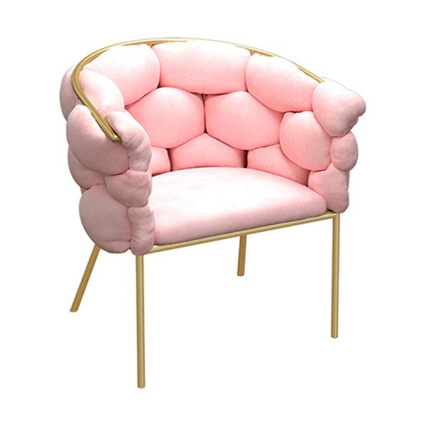 Glam Style Upholstered Gold Base Dining Arm Chair for Dining Room Pink 1 Piece Clearhalo 'Dining Chairs' 'Dining Tables & Seating' 'dining_chair' 'furn' 'furn_dining_chair' 'Furniture' 'Kitchen & Dining Furniture' 7717848