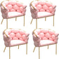 Glam Style Upholstered Gold Base Dining Arm Chair for Dining Room Pink 4 Piece Set Clearhalo 'Dining Chairs' 'Dining Tables & Seating' 'dining_chair' 'furn' 'furn_dining_chair' 'Furniture' 'Kitchen & Dining Furniture' 7717850