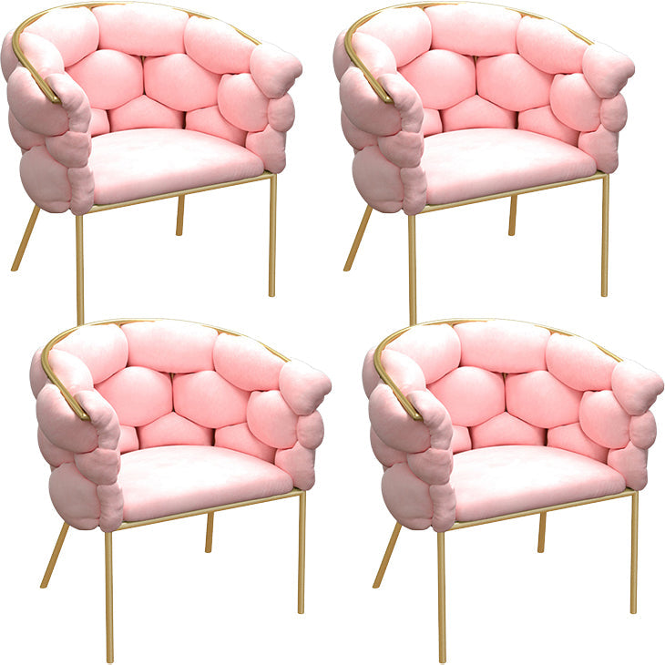 Glam Style Upholstered Gold Base Dining Arm Chair for Dining Room Pink 4 Piece Set Clearhalo 'Dining Chairs' 'Dining Tables & Seating' 'dining_chair' 'furn' 'furn_dining_chair' 'Furniture' 'Kitchen & Dining Furniture' 7717850