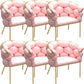 Glam Style Upholstered Gold Base Dining Arm Chair for Dining Room Pink 6 Piece Set Clearhalo 'Dining Chairs' 'Dining Tables & Seating' 'dining_chair' 'furn' 'furn_dining_chair' 'Furniture' 'Kitchen & Dining Furniture' 7717851